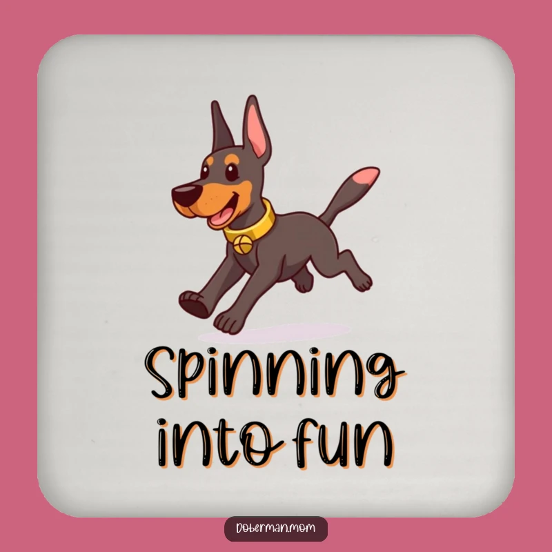 Funny Doberman Bell Chaser Coaster Set - Playful Dog Drink Gift