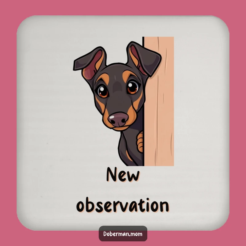 Funny Doberman Coaster Set: Curious Peek - Humorous Intriguing Table Protection