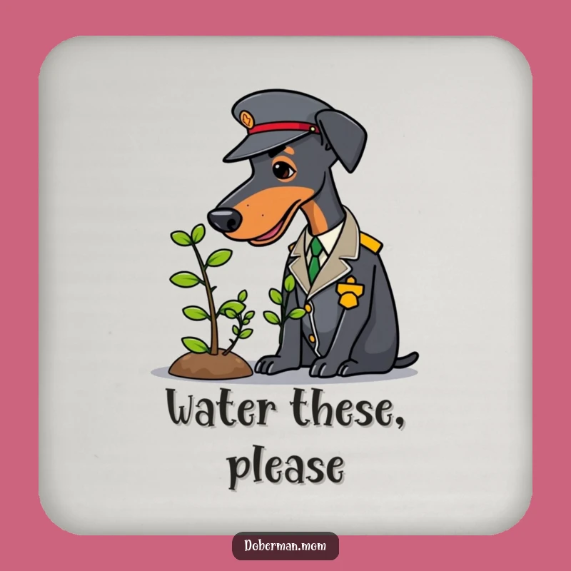 Funny Doberman Gardener Coaster Set: Protect Surfaces with Pooch Diligence, Great Funny Gift