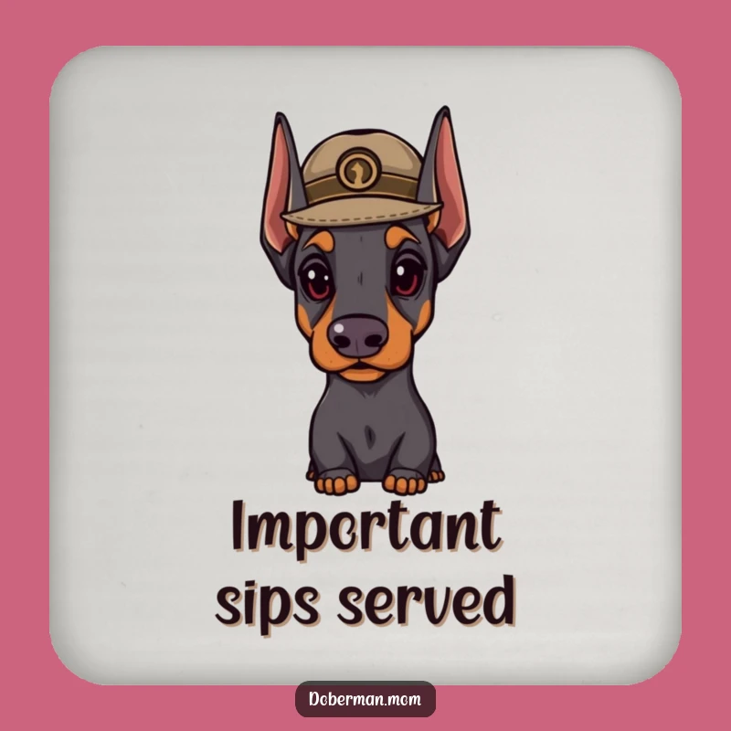 Funny Doberman Hat Coaster: Protect Surfaces, Distinguished Dog Gift