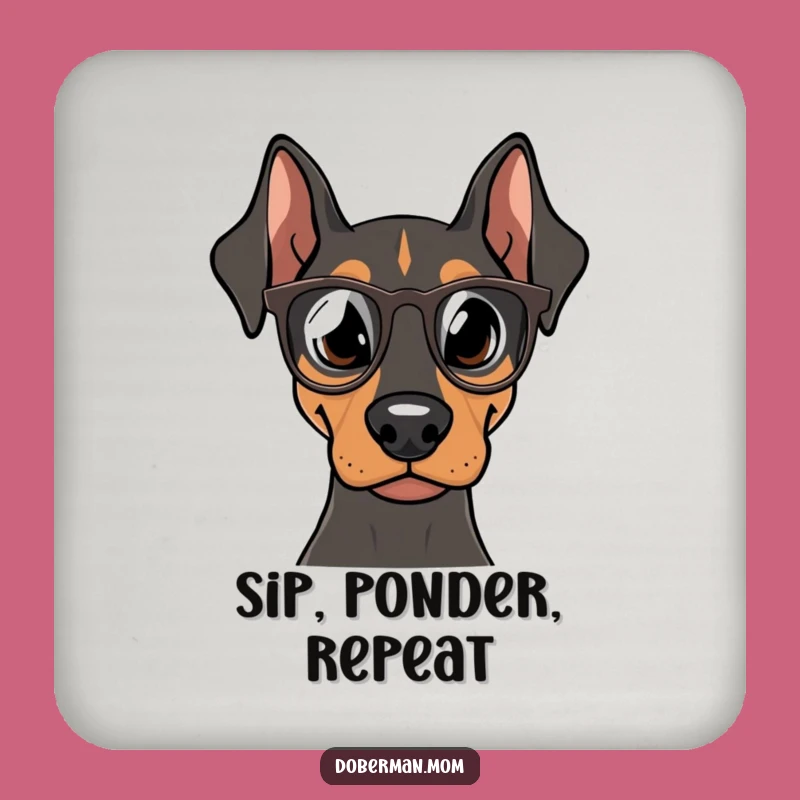 Funny Doberman Scholar Coasters: Smart Dog Table Protection Gift Set