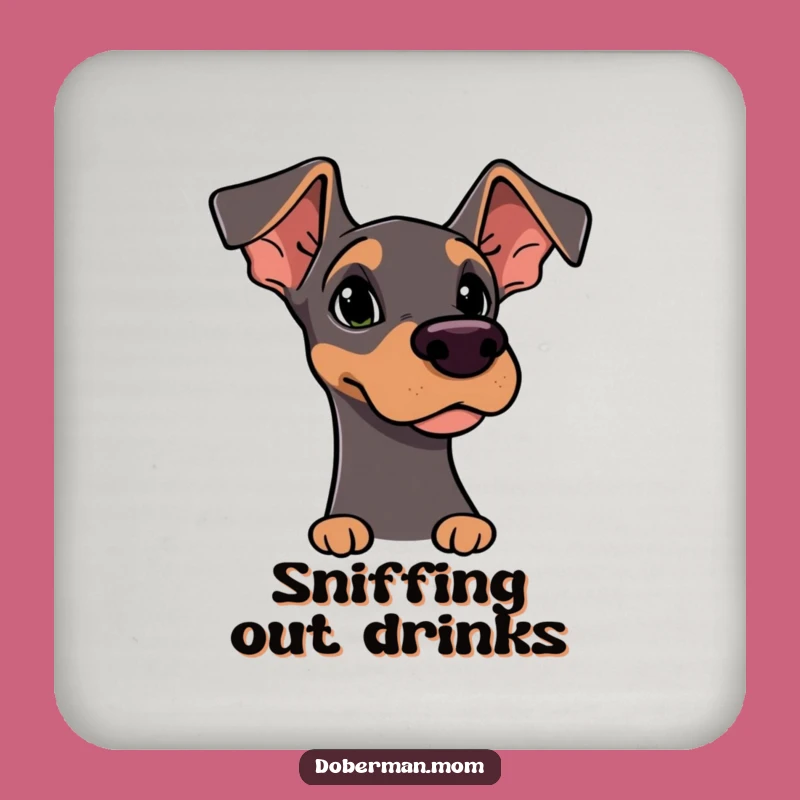 Funny Doberman Sniffing Coaster: Protect Surfaces with Canine Charm