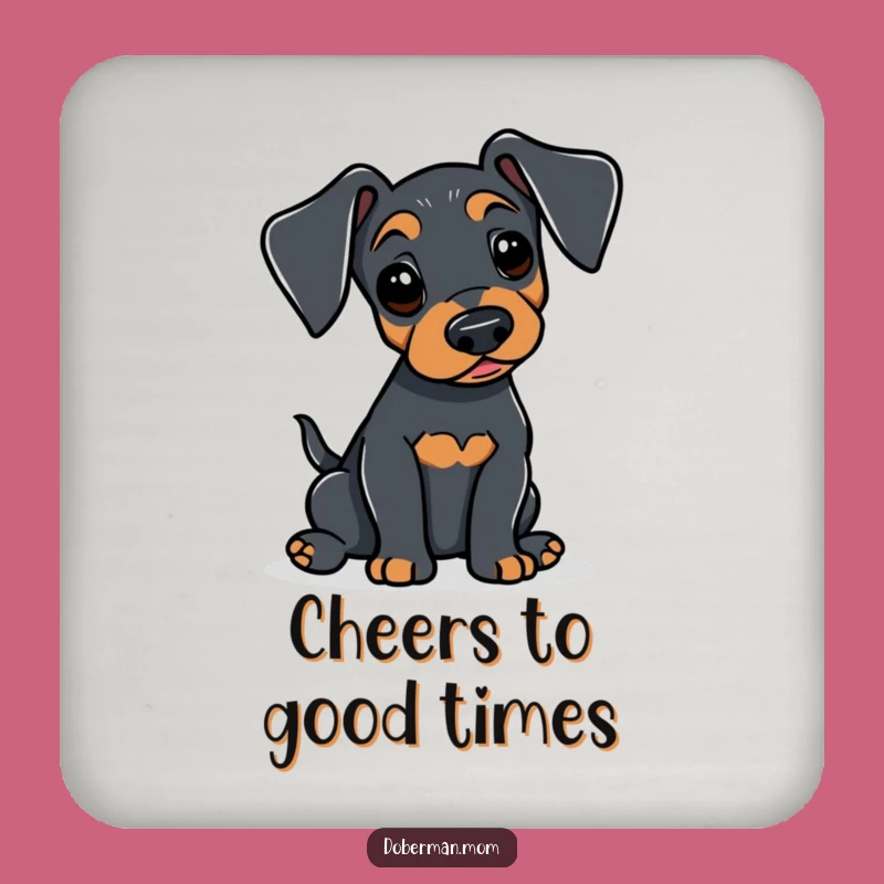 Funny Doberman Tail Wag Coaster: Alert Dog for Surface Protection