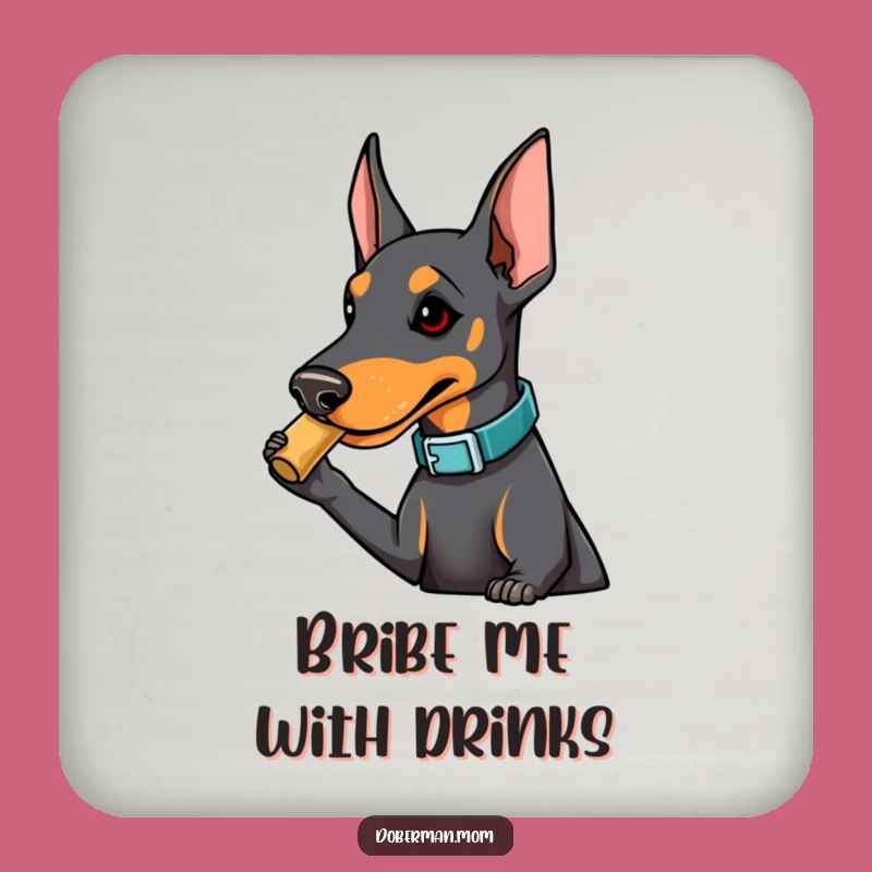 Funny Doberman Treat Coaster: Nudging Dog for Surface Protection