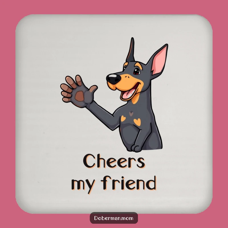 Funny Paw Shake Doberman Coaster: Friendly Dog Design for Table Protection