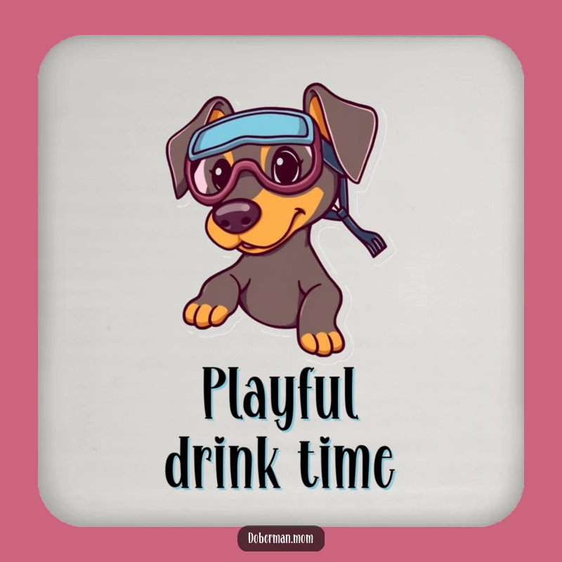 Funny Sports Doberman Coaster: Playful Goggles Table Protector Gift