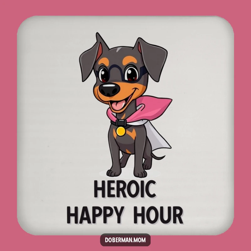 Funny Superhero Doberman Coaster: Heroic Dog Design for Table Protection