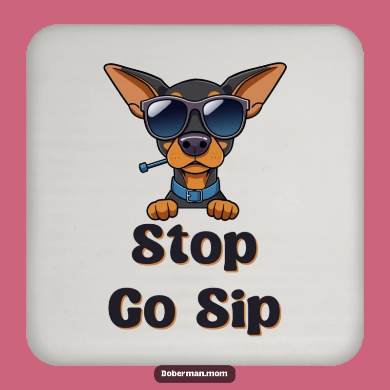 Funny Doberman Traffic Cop Coasters: Protect Surfaces, Whimsical Gift