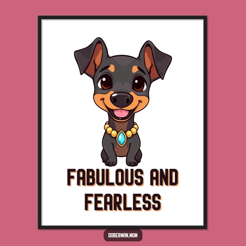 Dapper Doberman Jeweled Collar Poster: Confident Canine Art