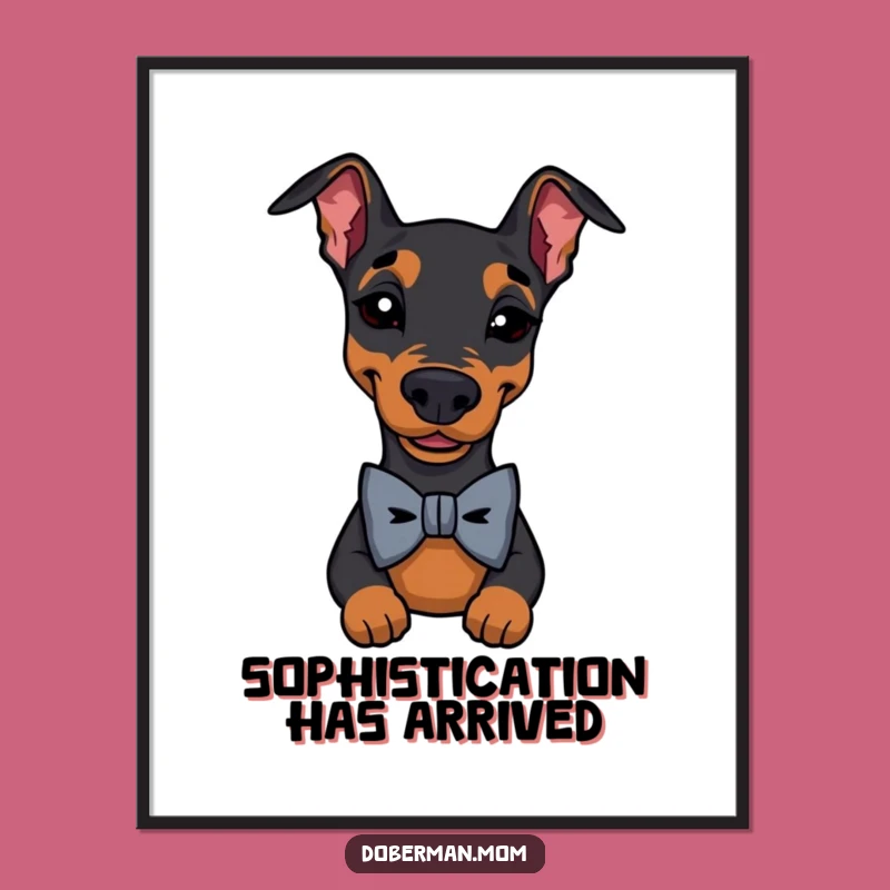 Funny Doberman Bow Tie Wink Poster: Playful Canine Artwork for Your Wall Gift