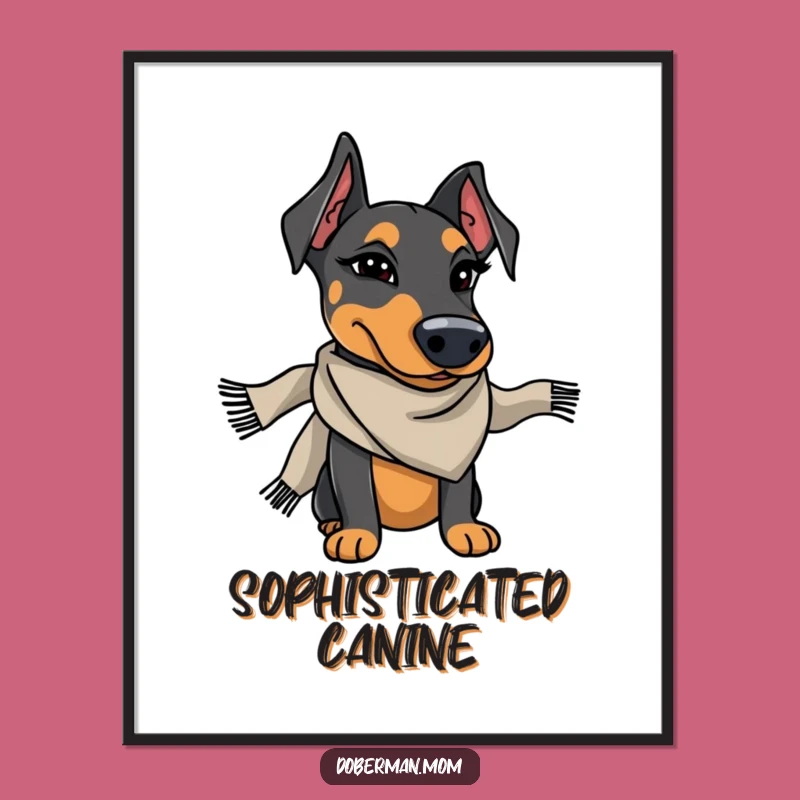 Funny Doberman Winking Poster - Stylish Dog Wall Art Gift