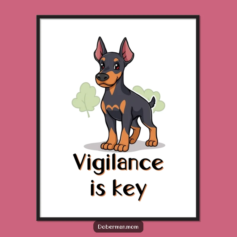 Funny Loyal Doberman Guardian Poster: Protective Canine Art for Your Walls Gift