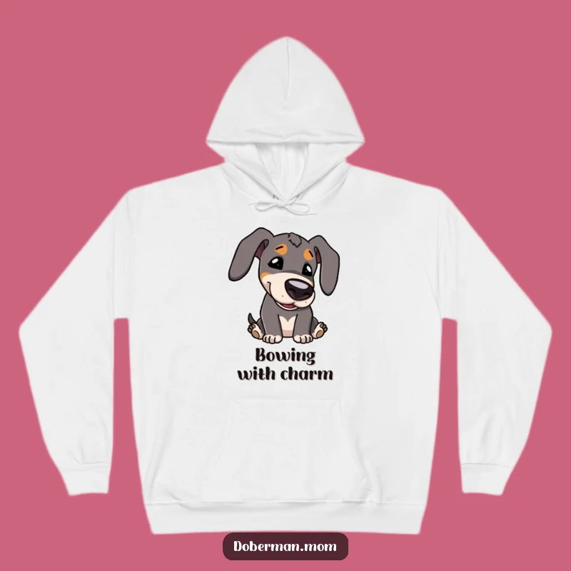 Cozy Funny Kawaii Doberman Bowing Hoodie: Adorable Warmth for Dog Fans