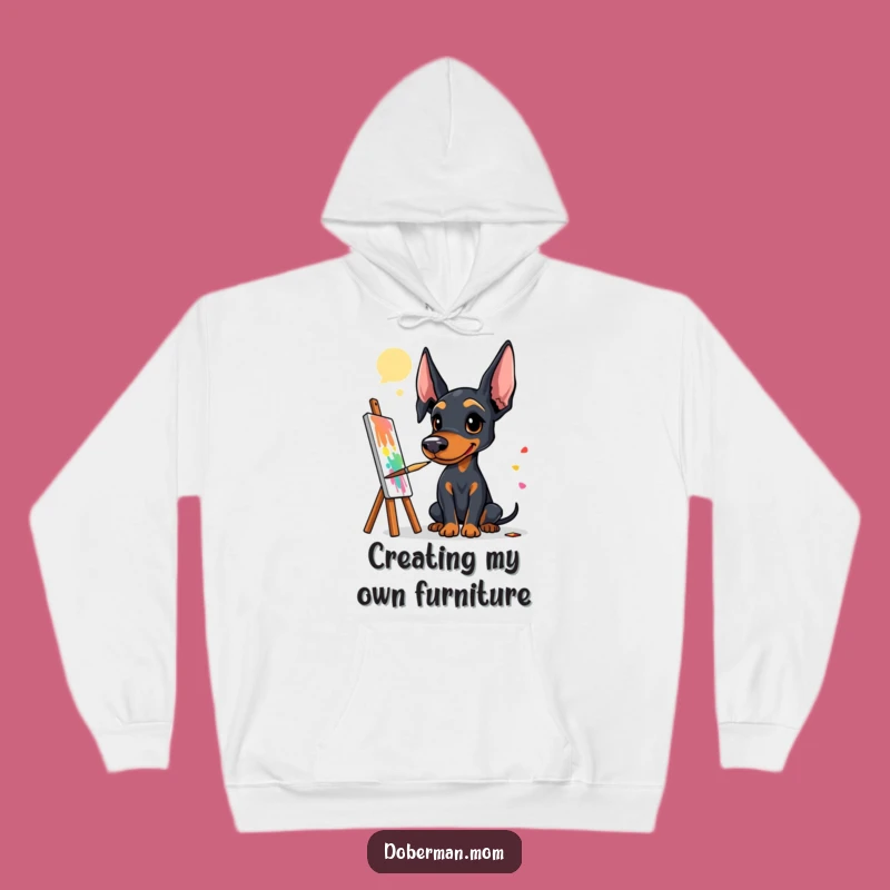 Cozy Funny Doberman Artist Hoodie: Stay Warm While Creating Art, A Perfect Funny Gift