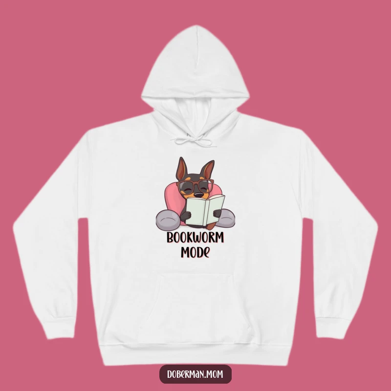 Cozy Funny Doberman Reading Hoodie: Warm and Hilarious Bookworm Gift