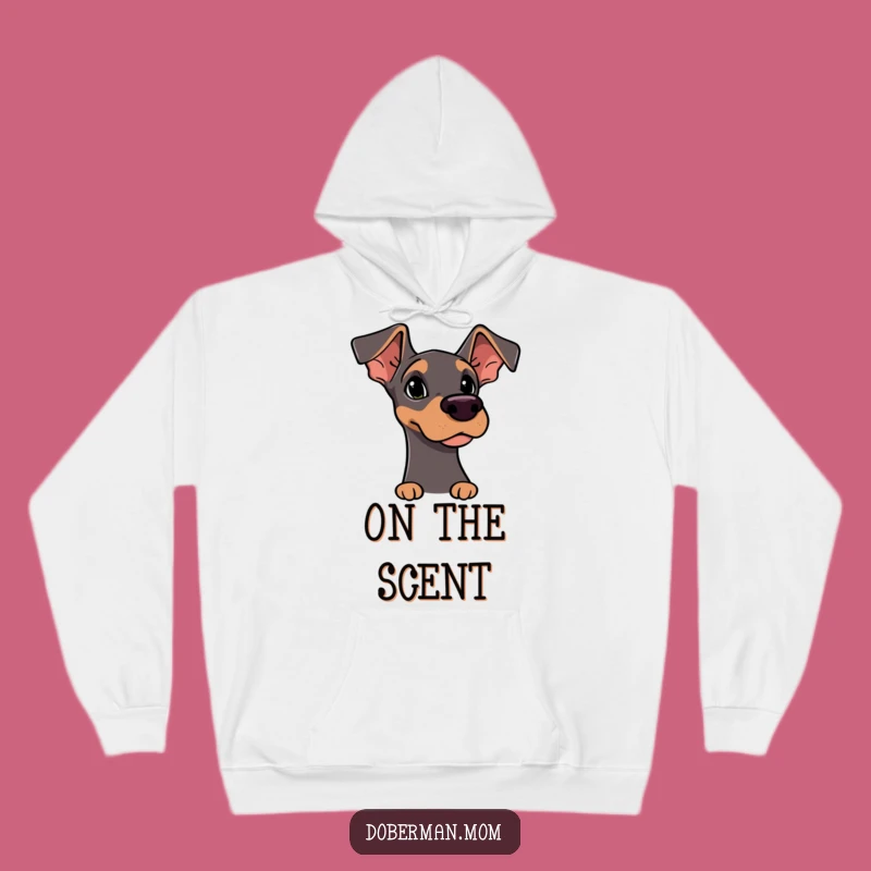 Cozy Funny Doberman Sniffing Hoodie: Warmth for the Alert and Curious