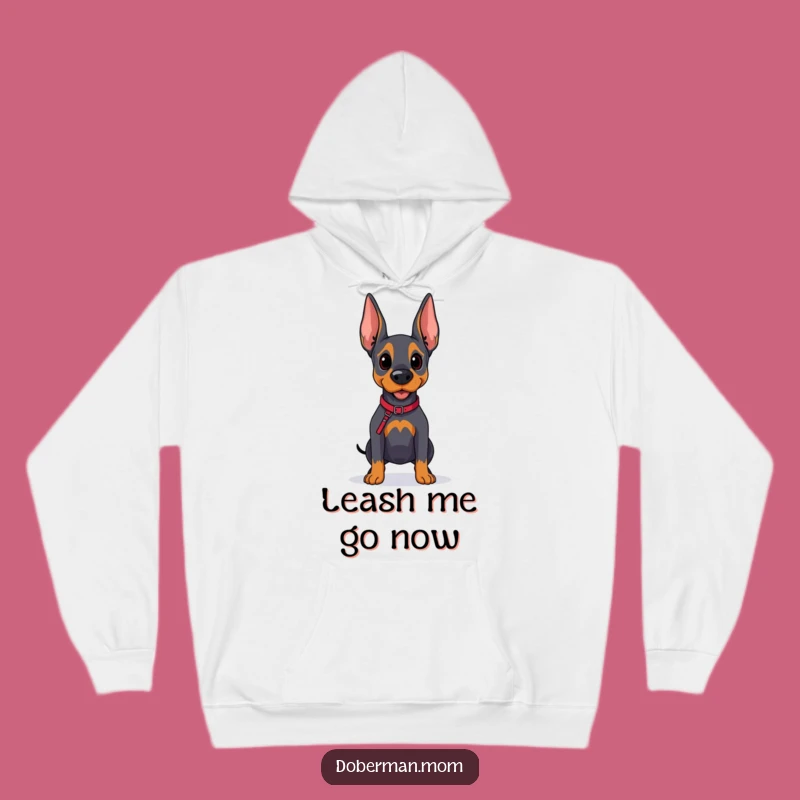 Funny Doberman Wanderlust Hoodie - Cozy Dog Leash Travel Gift