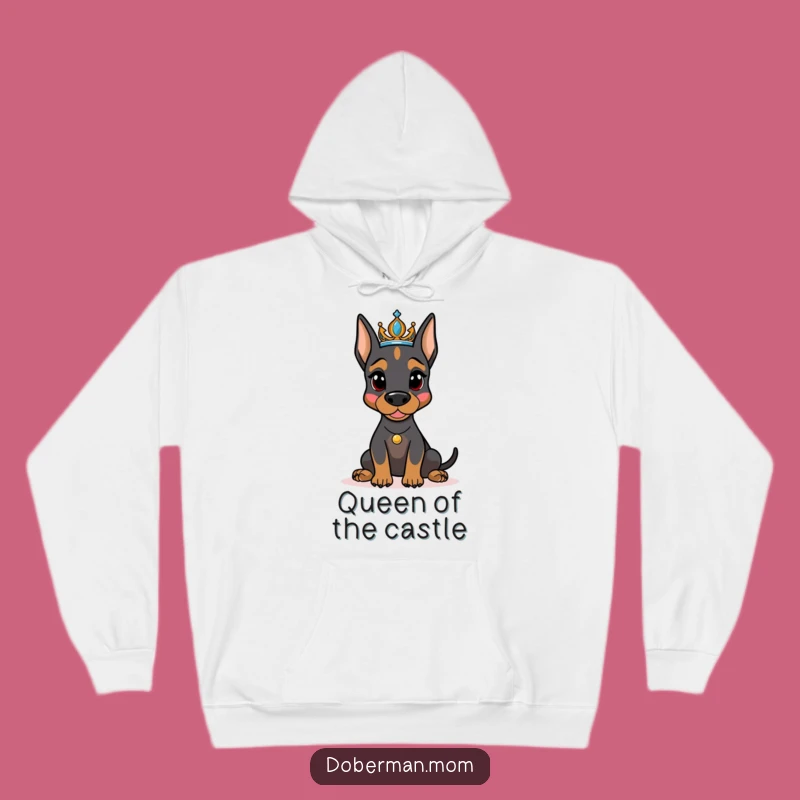 Funny Doberman Tiara Hoodie - Cozy and Regal Funny Gift for Pups and People