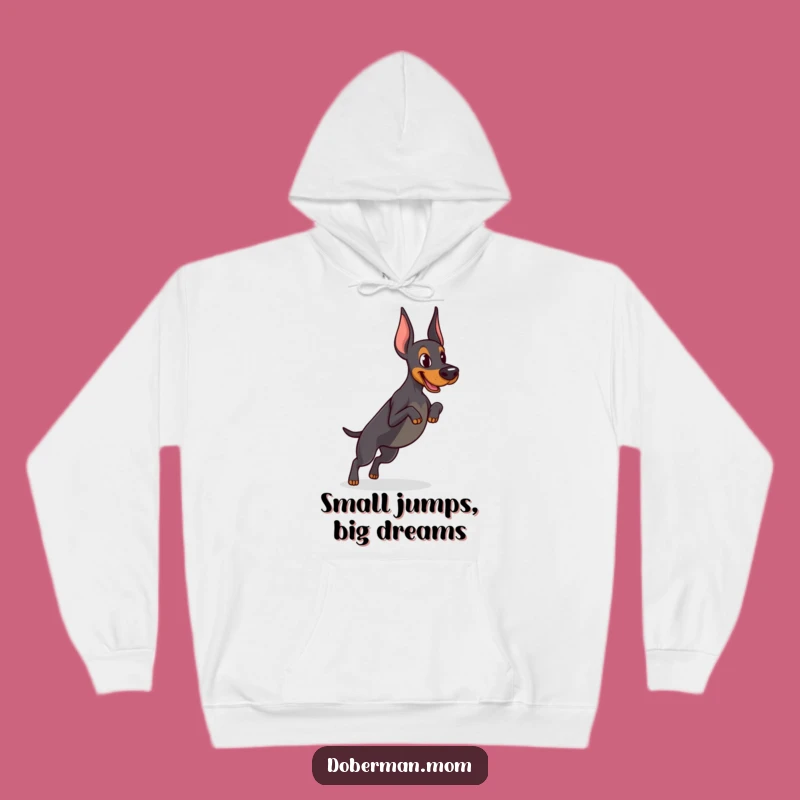 Cozy Funny Determined Doberman Jump Hoodie - Athletic Warmth