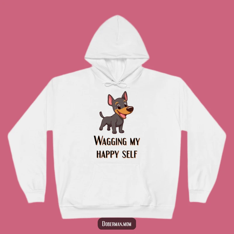 Funny Happy Doberman Hoodie: Cozy Playful Barking Dog Gift