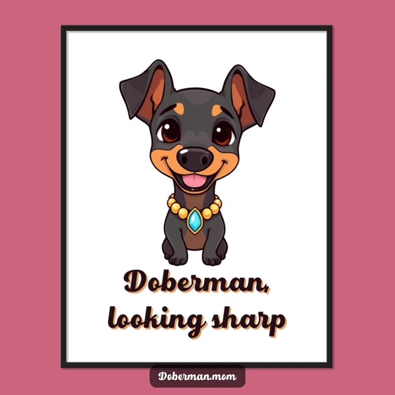 Doberman Wall Art Free Printable: Jeweled & Confident Downloadable Decor