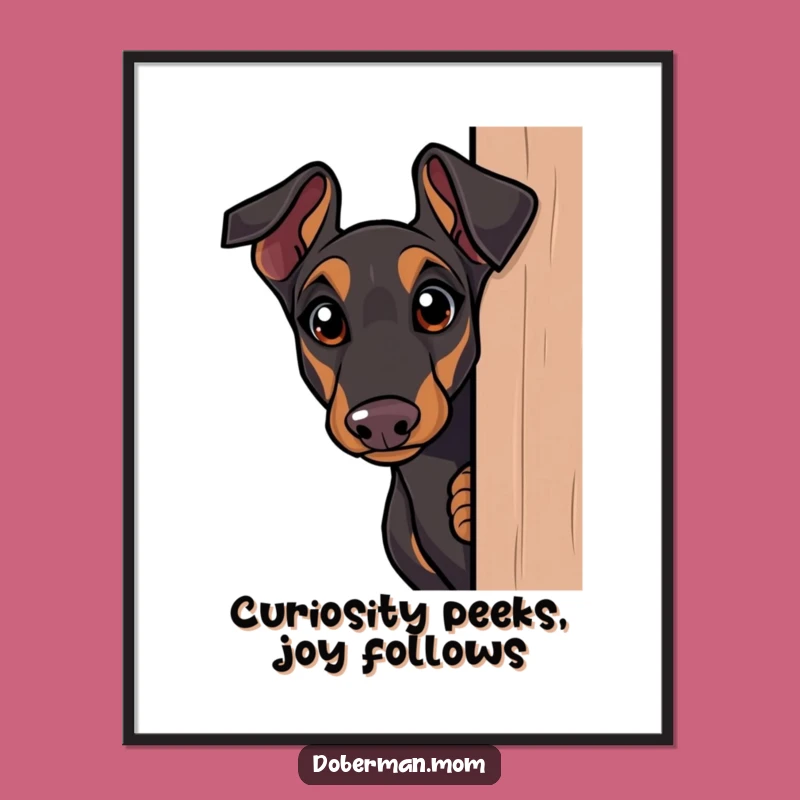 Free Printable Curious Doberman Art, Inquisitive Downloadable Wall Decor for Dog Lovers