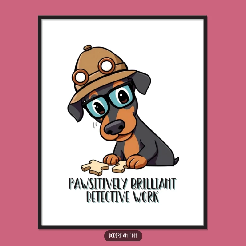 Free Printable Doberman Detective Wall Art - Funny Downloadable Art for Quirky Home Decor