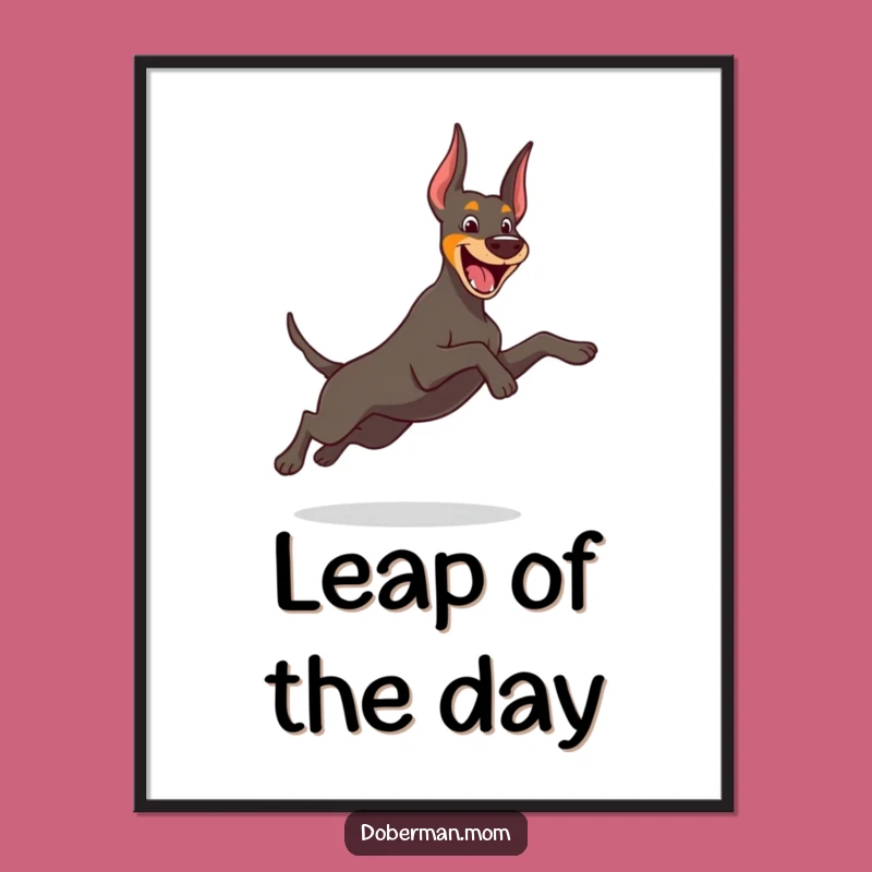 Free Printable Playful Doberman Wall Art: Energetic Doggo Decor Downloadable Gift