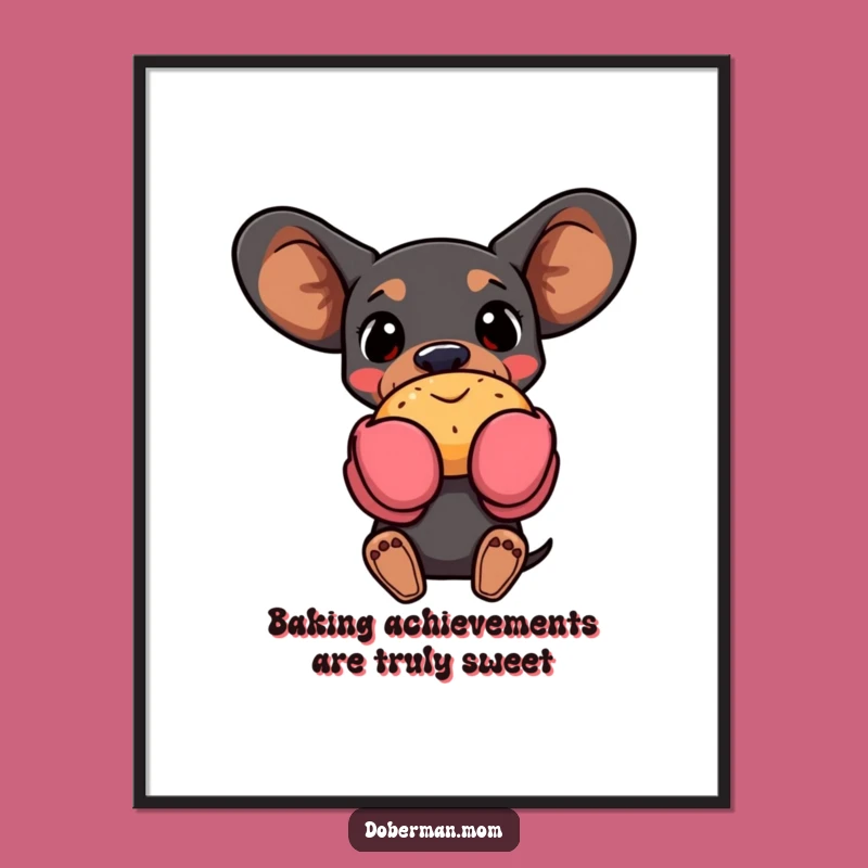 Funny Free Printable Wall Art: Baking Doberman Pastry Oven Mitt Downloadable