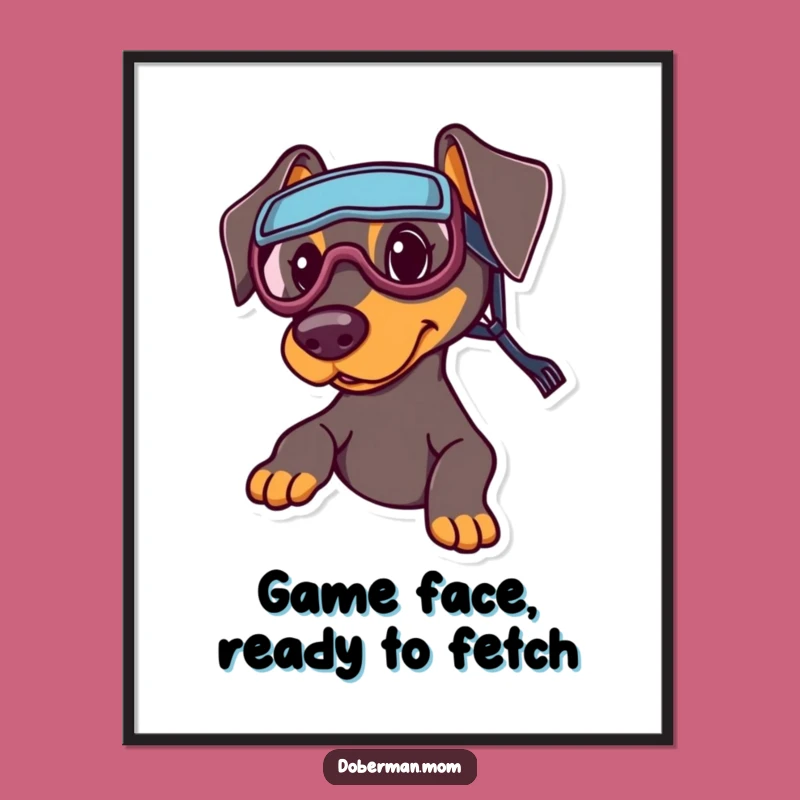 Free Printable Wall Art: Sporty Doberman in Goggles for Playful Decor