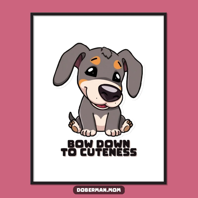 Kawaii Doberman Art Print - Funny Free Printable Cute Dog Decor