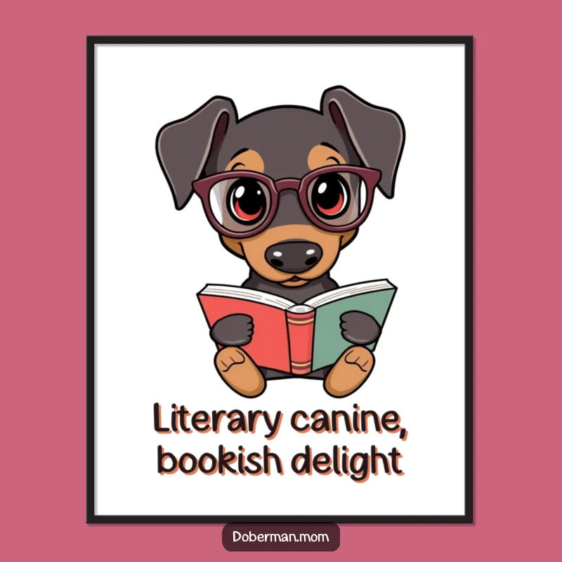 Funny Doberman Reading Wall Art: Free Printable Dog Art, Humorous Downloadable Decor