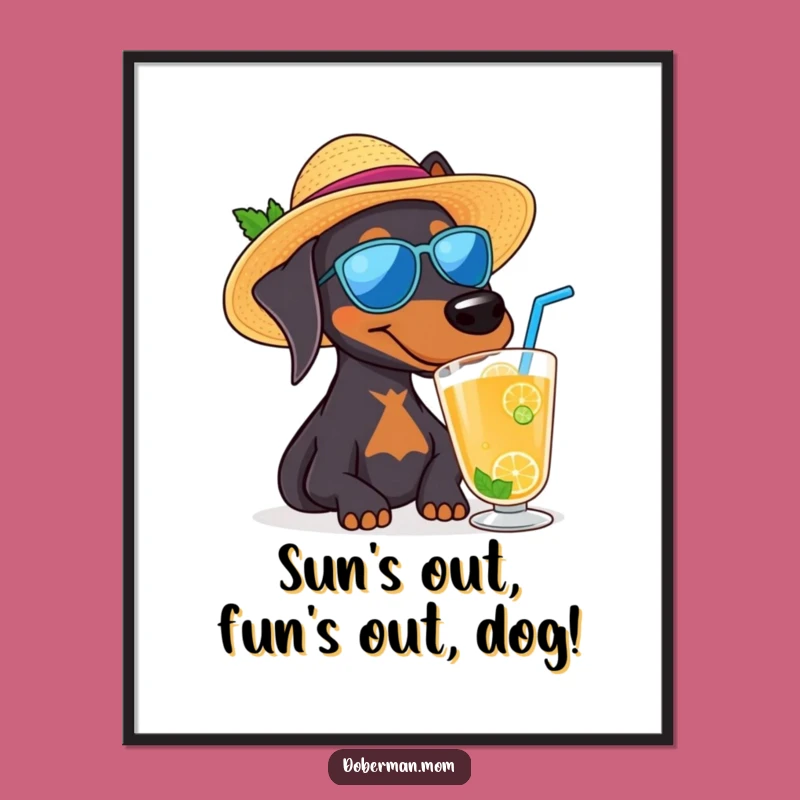 Free Printable Doberman Vacation Wall Art: Funny Dog Downloadable Decor