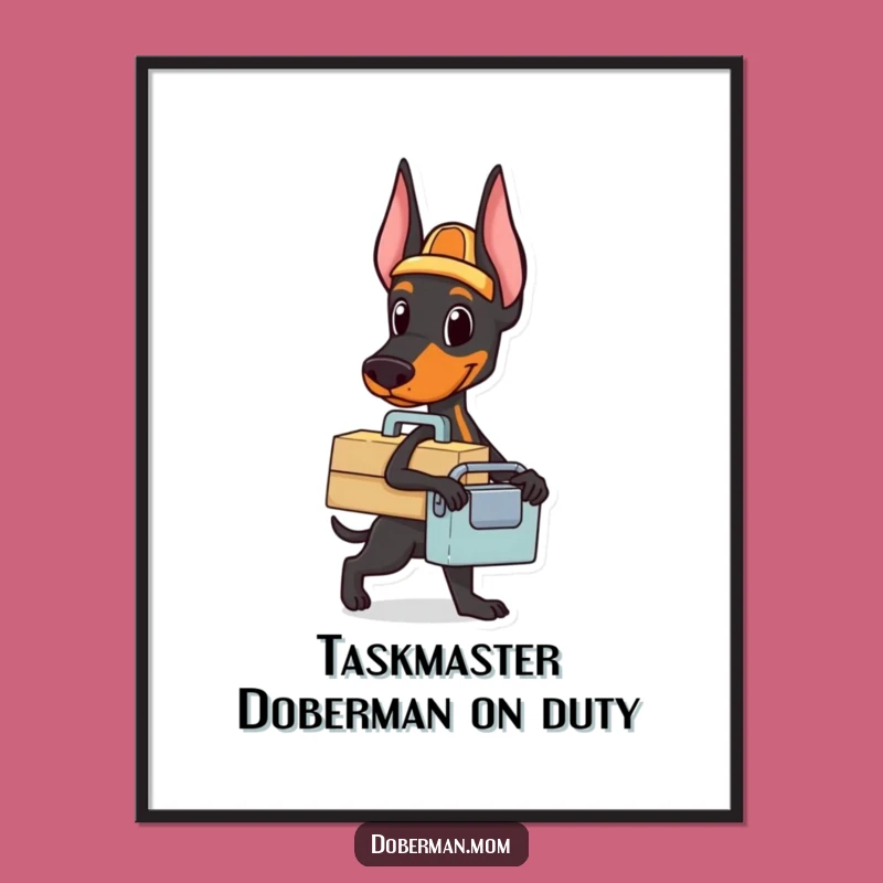 Free Printable Doberman Handyman Wall Art: Toolbox Dog Downloadable Decor