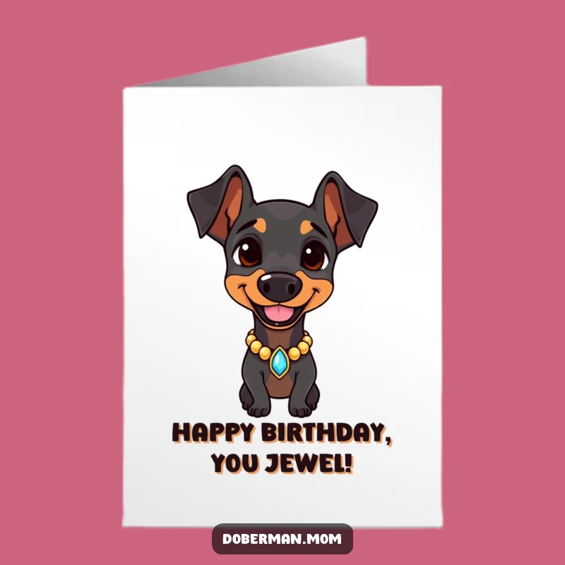 Doberman Birthday Card Free Printable: Jeweled & Confident Downloadable Gift