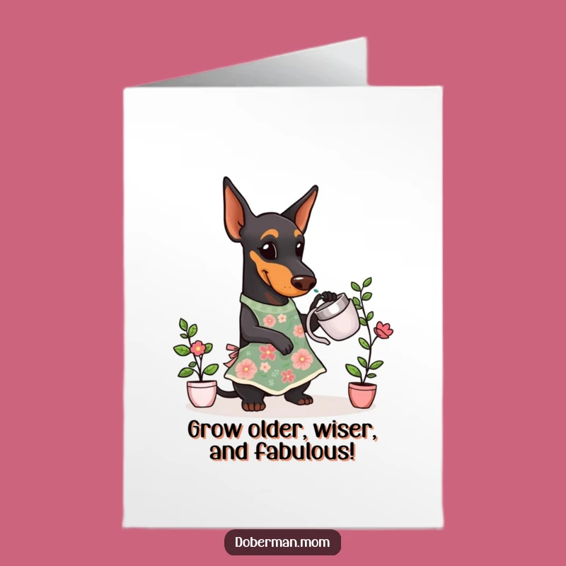 Free Printable Birthday Card: Doberman Gardener Dog Downloadable Gift