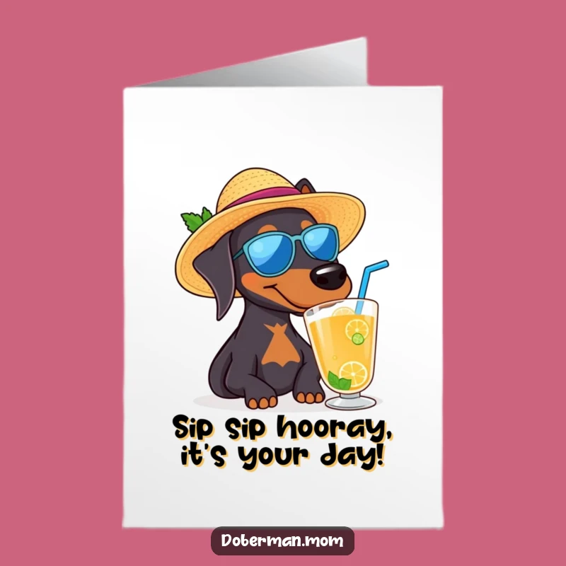 Free Printable Doberman Birthday Card: Sunny Dog Gift Downloadable