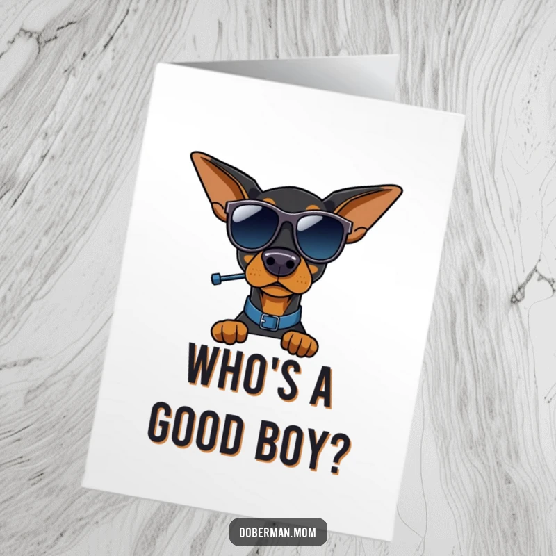 Funny Free Printable birthday card featuring a Doberman in sunglasses directing traffic with a whistle, ready for a laugh.