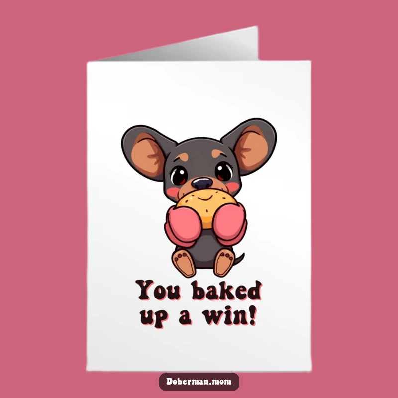 Free Printable Congrats Card: Baking Doberman Oven Mitt Pastry Funny