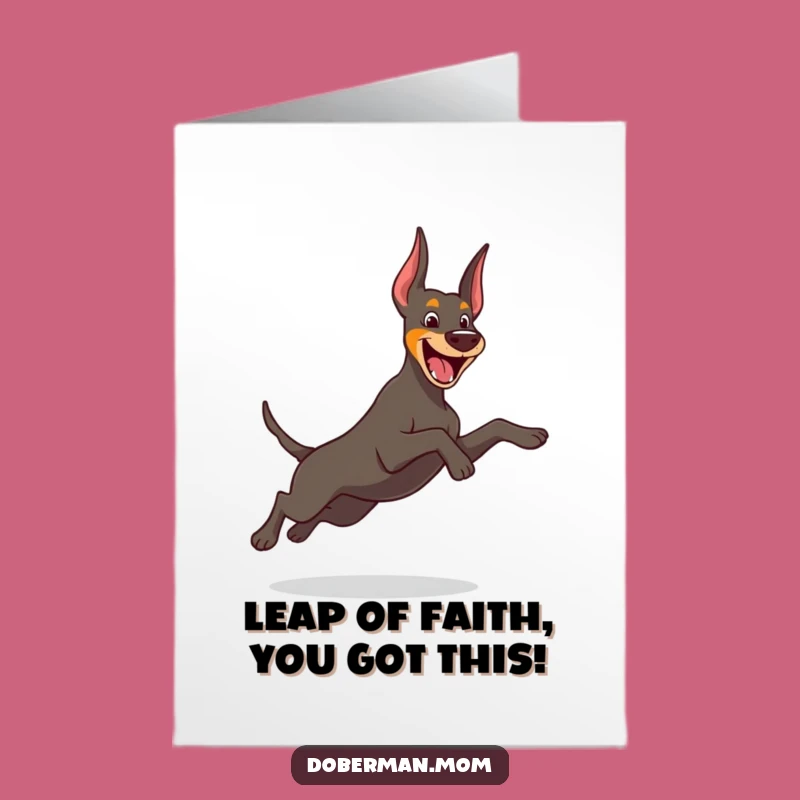 Free Printable Playful Doberman Congrats Card: Joyful Doggo Celebration Downloadable Gift