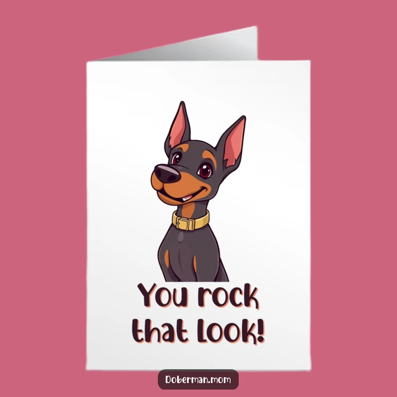 Free Printable Doberman Congrats Card: Stylish Dog Pose Funny Downloadable Greeting