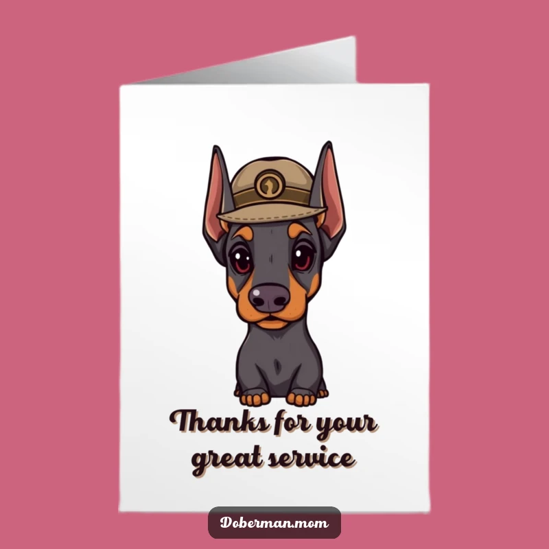 Free Printable Dapper Doberman Thank You Card: Hat Dog Downloadable Gift