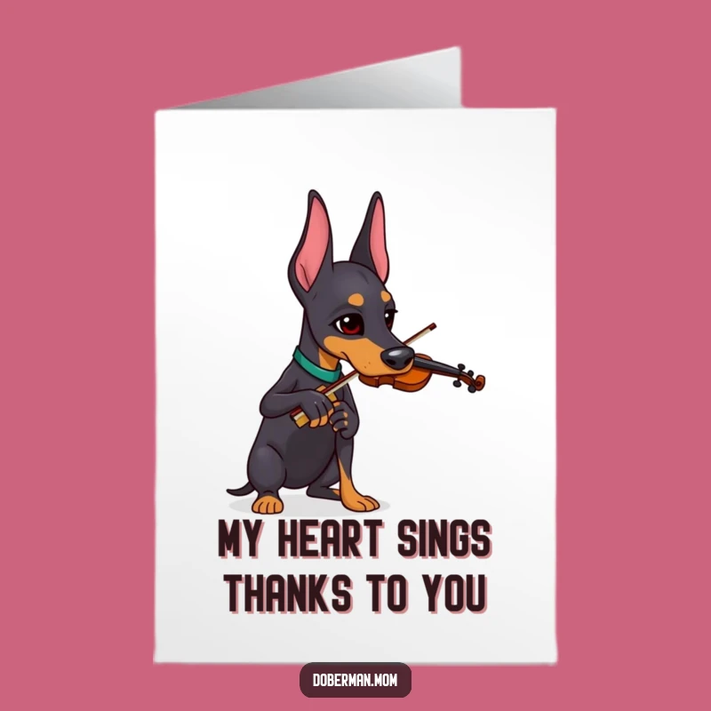 Free Printable Thank You Card: Doberman Violinist Expressing Gratitude Creatively