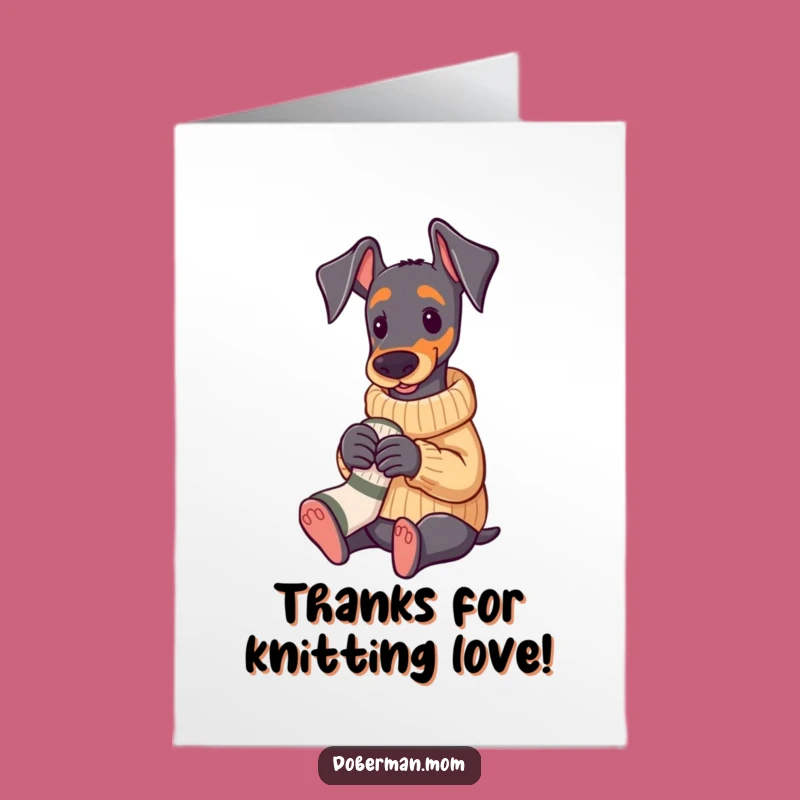 Free Printable Thank You Card: Doberman Sweater Knitting Downloadable Gift