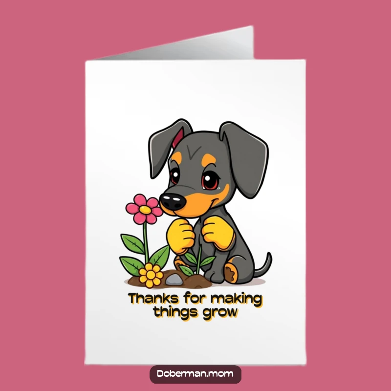 Free Printable Thank You Card: Doberman Gardener's Floral Thanks - Downloadable Gift