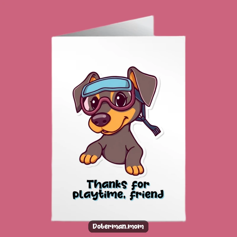 Free Printable Thank You Card: Sporty Doberman Thanks You for the Fun
