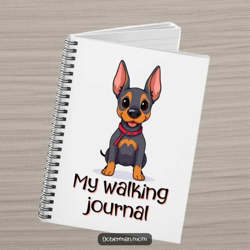 Funny Doberman Adventure Journal: A hopeful Doberman dog with a leash looks onward, ready to jot down ideas.