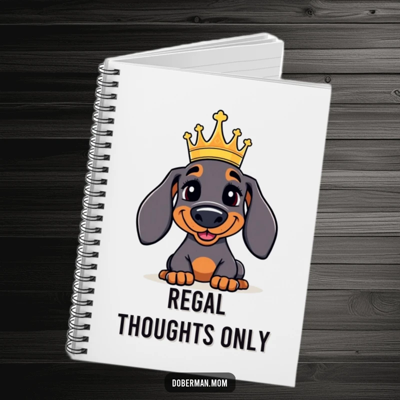 Funny Doberman Notebook: A jolly Doberman wearing a small crown, inspiring regal ideas and humorous notes within its pages.