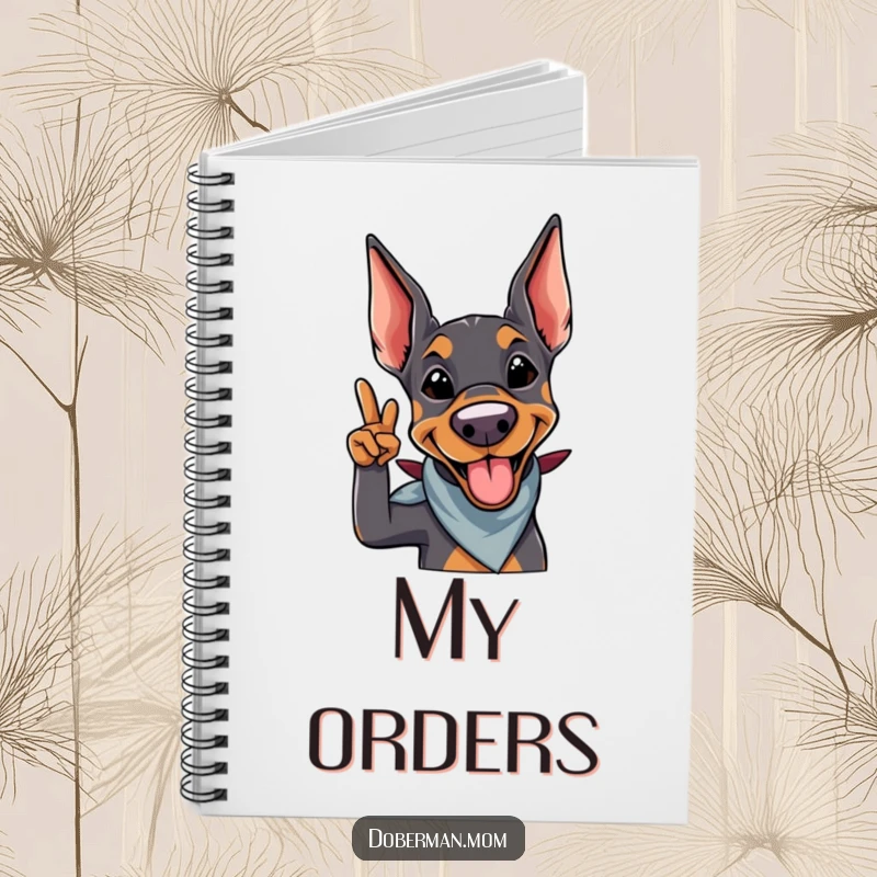 Funny Doberman Salute Notebook: A smiling doberman with a bandana gives a playful salute, ready for your important notes.