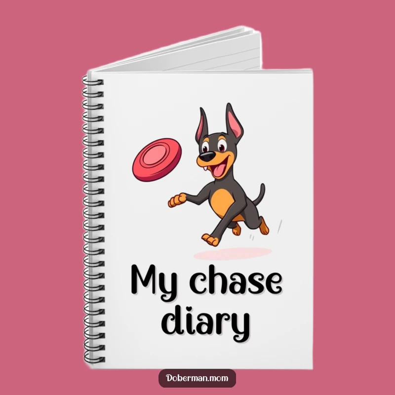 Funny Frisbee Doberman Notebook: Joyful Running Dog's Ideas Journal